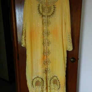 Stunning yellow and peach abaya eid wedding maxi